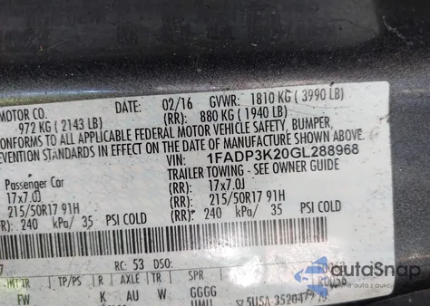 2016 Ford Focus Se from USA, damaged, VIN 1FADP3K20GL288968